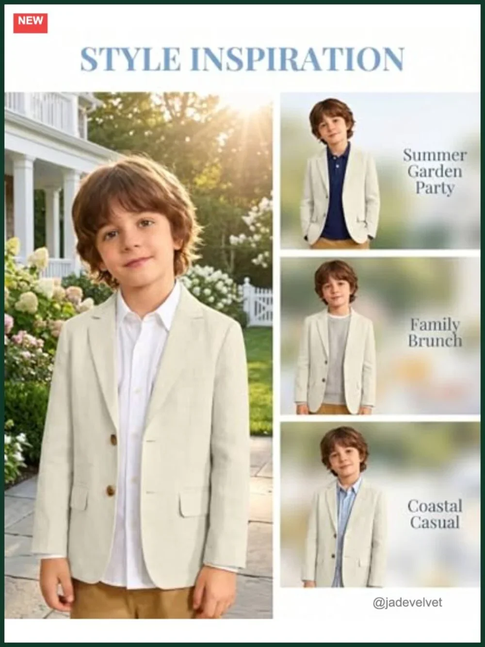 Boys Linen Blend Suit Jacket Sport Coat Blazer Wedding Guest